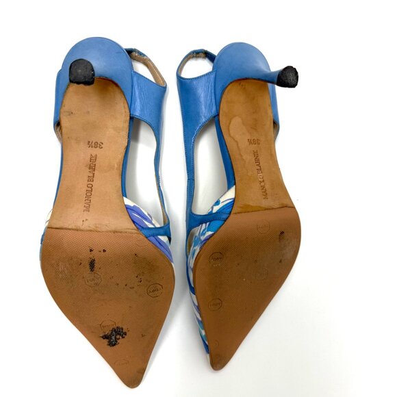 MANOLO BLAHNIK CANVAS CUTOUT ACCENT SLINGBACK PUMPS WOMENS SIZE 8.5 (38.5 EURO) - Picture 6 of 6